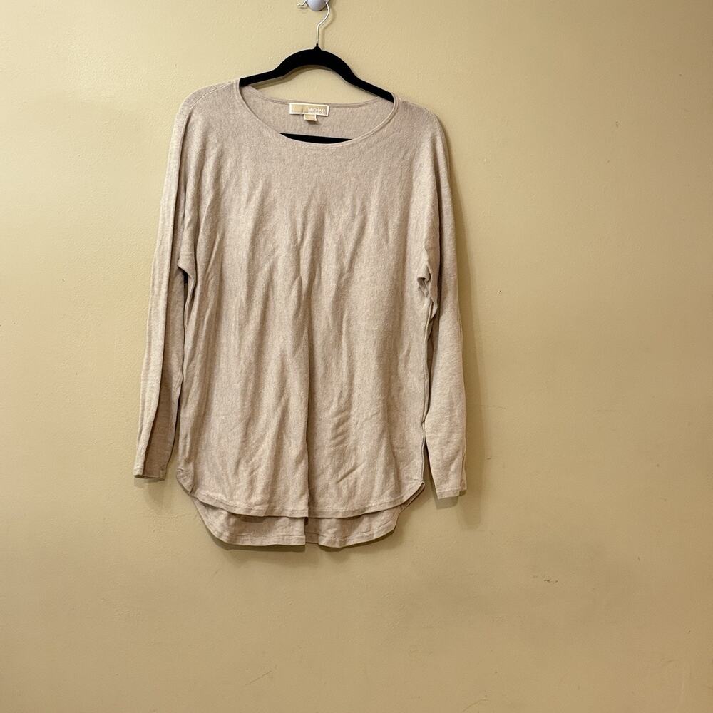 Quiet Luxury Minimalist Clean Girl Neutral Michael Kors Oatmeal Tunic Top L
